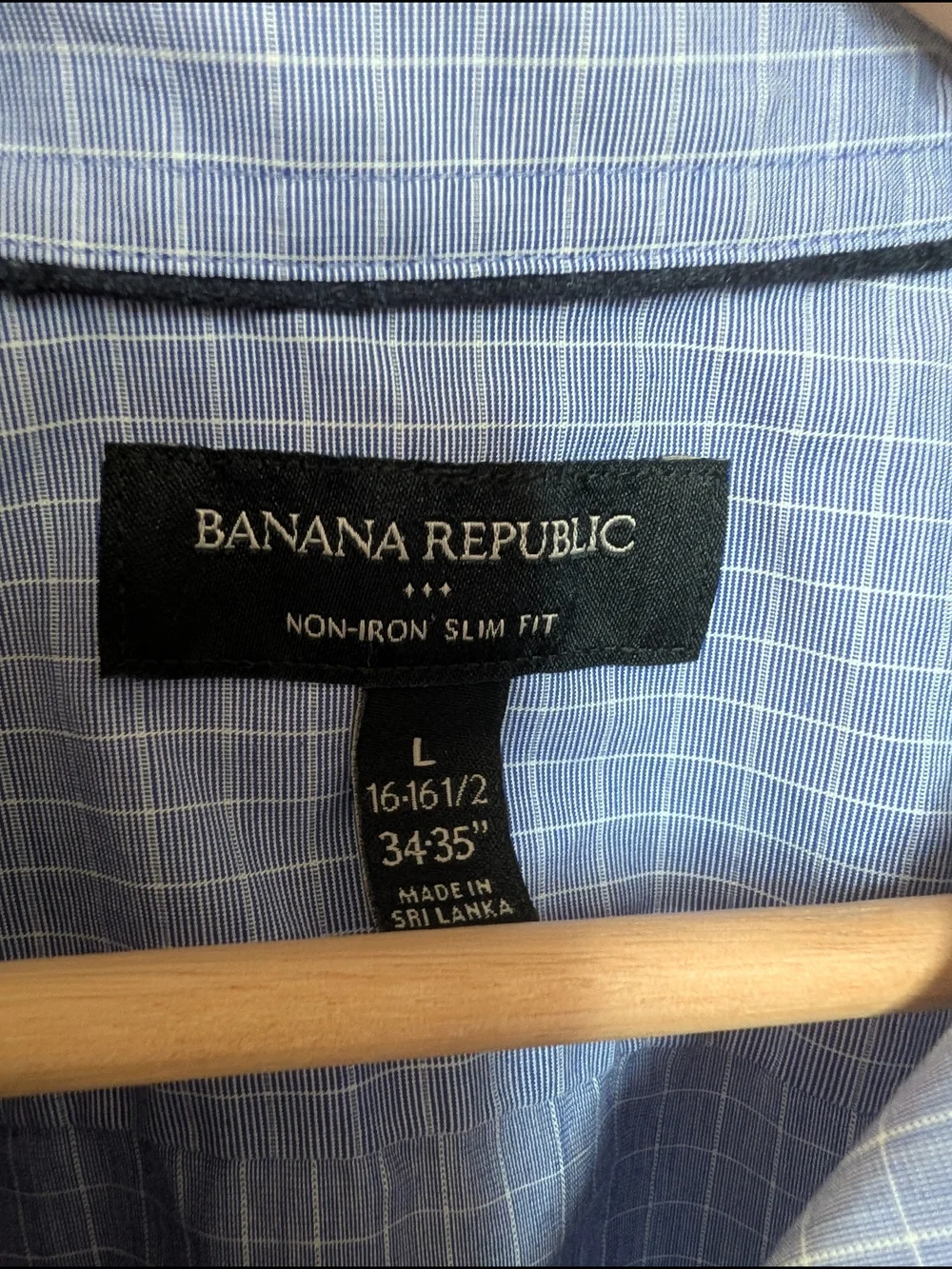 Banana Republic Non-Iron Slim Fit Blue Check Dress Shirt L